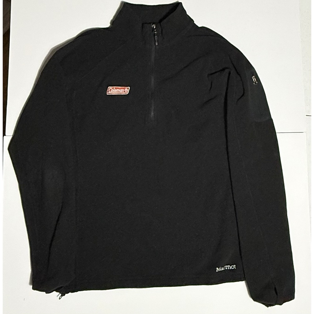 Marmot Polartec 1/4 Zip Pullover Men sz XL Black Sweater Camping Coleman